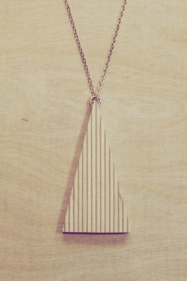 Hand made wooden triangle pendant